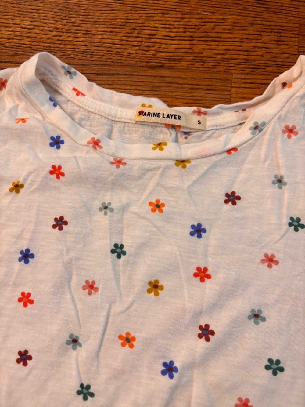 Marine Layer White Tee with Multicolor Floral Print